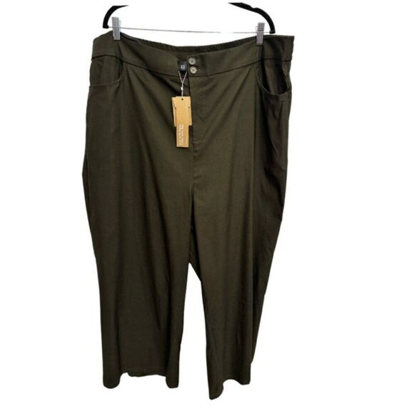 Bloomchic Wide Leg Cropped Pants Olive - Picture 2 of 6